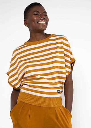 Strickoberteil Picnic Friend, chic knit stripe brown, Shirts, Braun