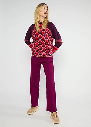 Strickpullover Cold Day Warm Heart, hot wave flower, Strickpullover, Rot