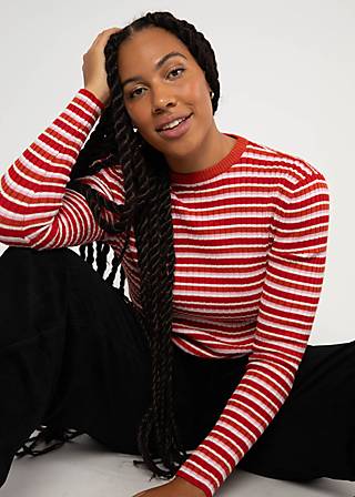 Longsleeve Jazz Crew, lovey dovey stripe red, Strickpullover, Rot