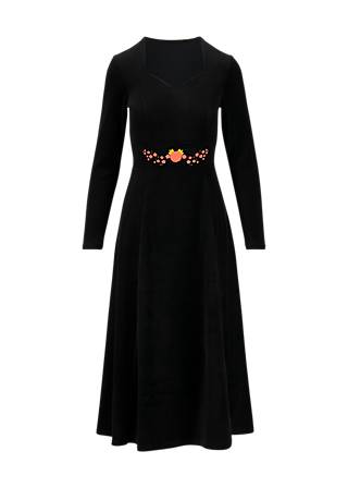 Midikleid Velvet Glamour Heart, fairytale of the crane black, Kleider, Schwarz