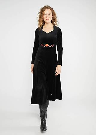 Midikleid Velvet Glamour Heart, fairytale of the crane black, Kleider, Schwarz