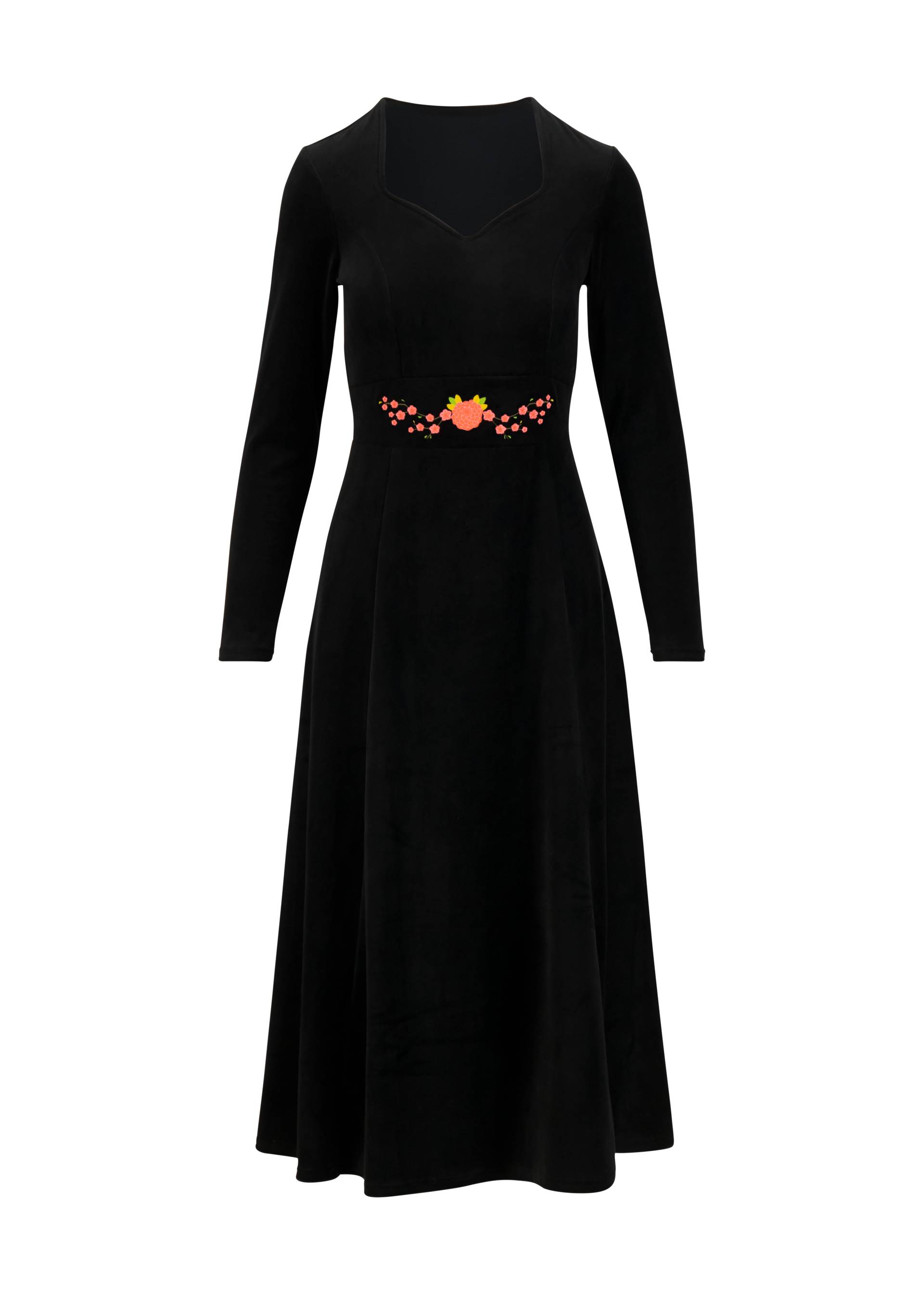 Midikleid Velvet Glamour Heart, fairytale of the crane black, Kleider, Schwarz